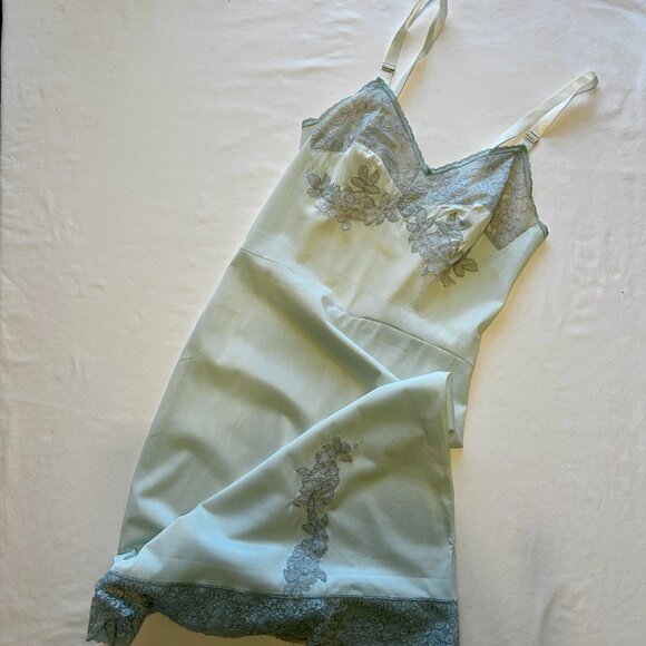 Dresses & Skirts - Y2K GRUNGE VINTAGE SLIP PALE BLUE GREEN, SMALL